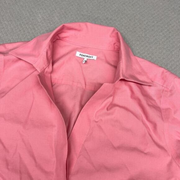 Foxcroft Top Womens 14 Pink Cotton Button Down Preppy Business Casual - Picture 3 of 9